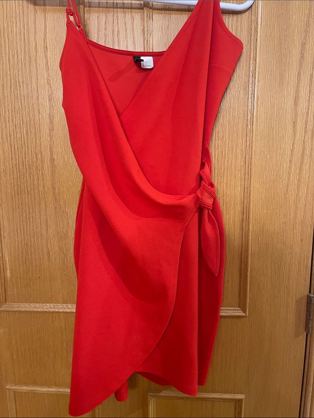 H&M Red Wrap-Style Mini Dress with Side Knot